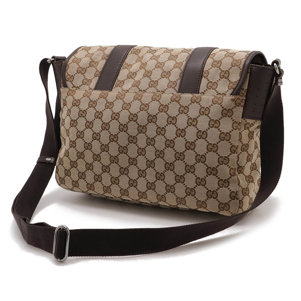 Gucci Messenger Beige GG Dark Brown Canvas Crossbody Cream Brown Cream